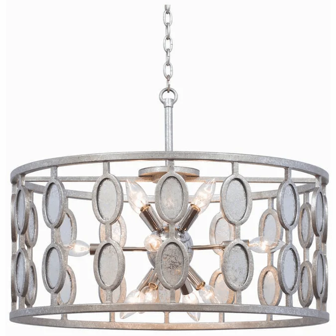 Kalco 506153VSL Palomar Modern Vintage Silver Leaf Drum Drop Lighting Fixture