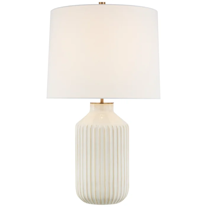 kate spade new york Braylen Medium Ribbed Table Lamp in Ivory with Linen Shade W17″ x H29″