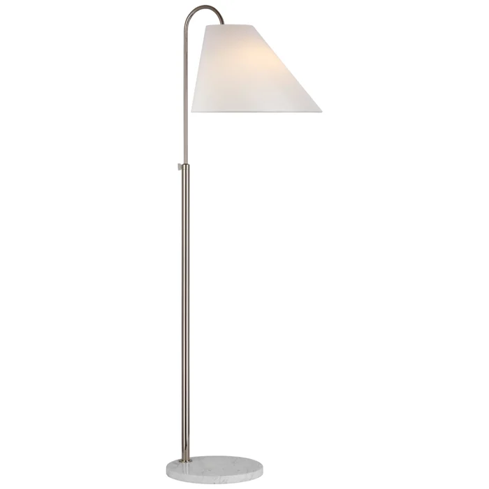 kate spade new york Kinsley Medium Floor Lamp in Polished Nickel with Linen Shade W15.75″ x H54.5″ – 70.5″