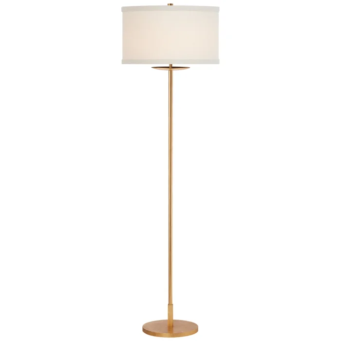 kate spade new york Walker Medium Floor Lamp in Gild with Cream Linen Shade W17″ x H58″
