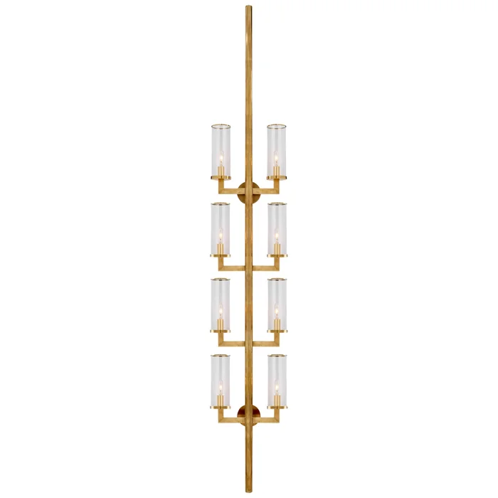 Kelly Wearstler Liaison Statement Sconce in Antique-Burnished Brass with Clear Glass Wall Light W12.75″ x H84.25″
