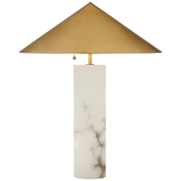 Kelly Wearstler Minimalist Medium Table Lamp in Alabaster with Antique-Burnished Brass Shade W20″ x H25″