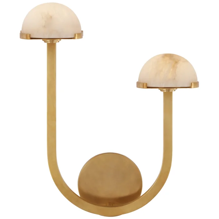 Kelly Wearstler Pedra 15″ Asymmetrical Right Sconce in Antique-Burnished Brass with Alabaster Wall Light W12.25″ x H15″