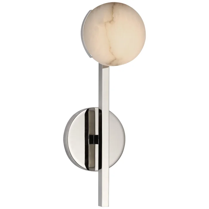Kelly Wearstler Pedra Petite Tail Sconce in Polished Nickel with Alabaster Wall Light W4.5″ x H13″