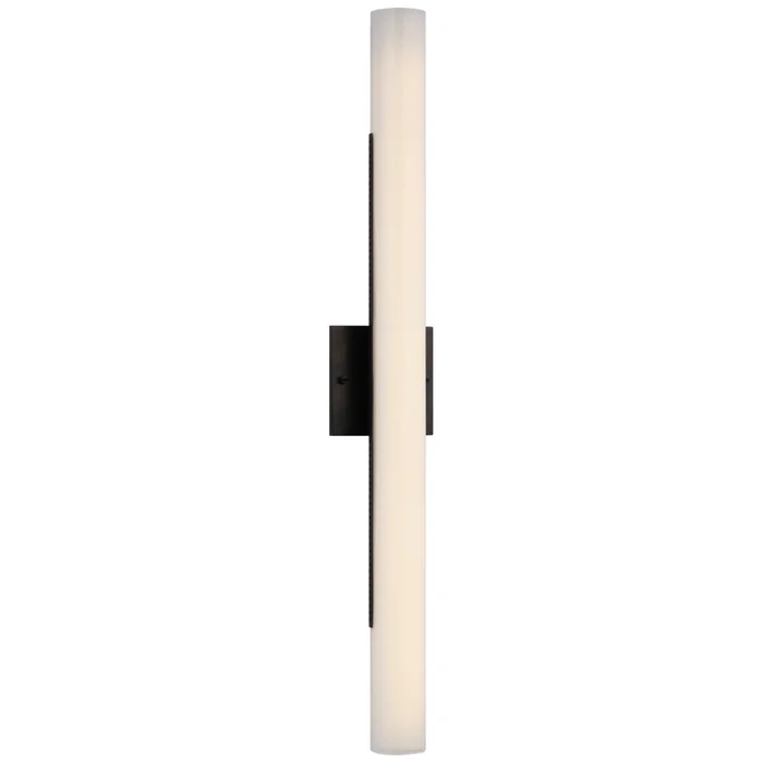 Kelly Wearstler Precision 28″ Bath Light in Bronze with White Glass Wall Light W4.25″ x H28″