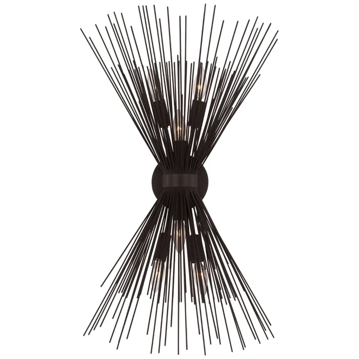 Kelly Wearstler Strada Medium Symmetrical Sconce in Aged Iron Wall Light W9.25″ x H31″