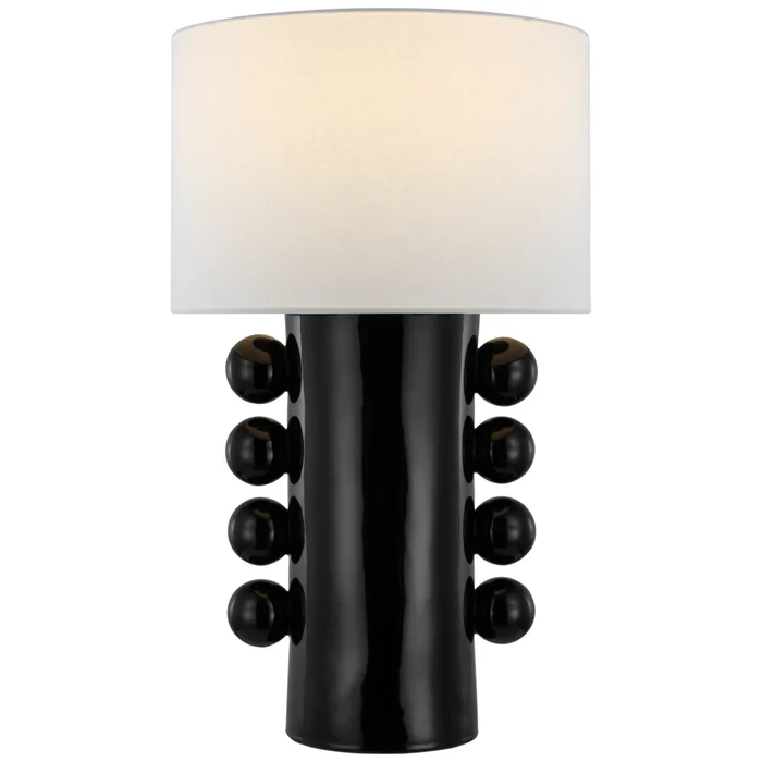 Kelly Wearstler Tiglia Tall Table Lamp in Black with Linen Shade W18.5″ x H31″