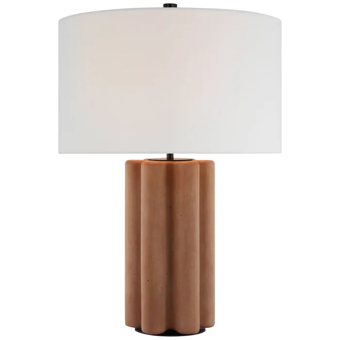 Kelly Wearstler Vellig Medium Table Lamp in Terracotta Stained Concrete with Linen Shade W19.75″ x H28″