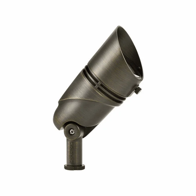 Kichler 16019CBR Landscape LED Contemporary Centennial Brass LED Line Voltage Exterior Landscape Lighting Fixture VLO 2700K 35 Degree Large Flood