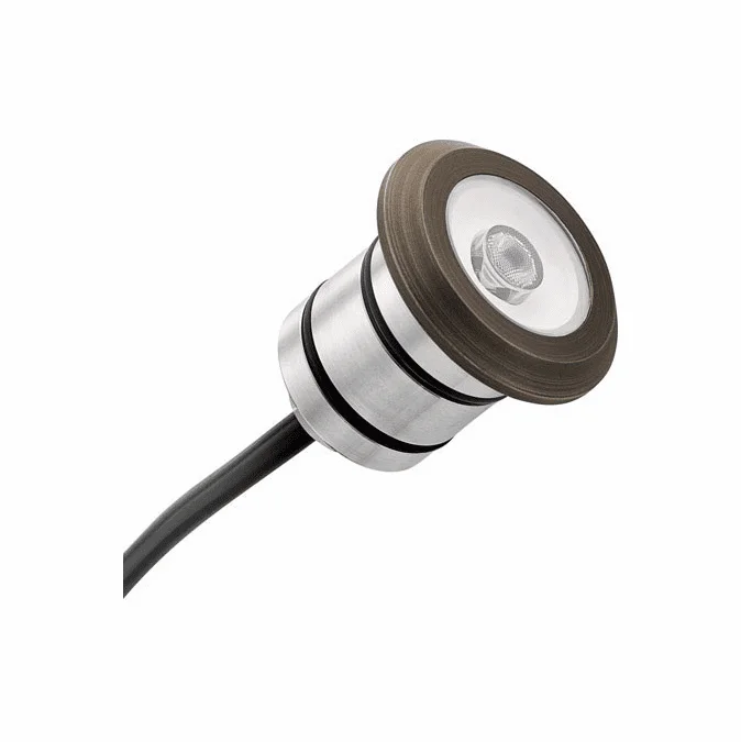 Kichler 16141CBR Landscape LED Modern Centennial Brass LED Line Voltage Exterior Landscape Light Fixture 12V 2700K 200 Lumen LED Mini All-Purpose Recessed Light