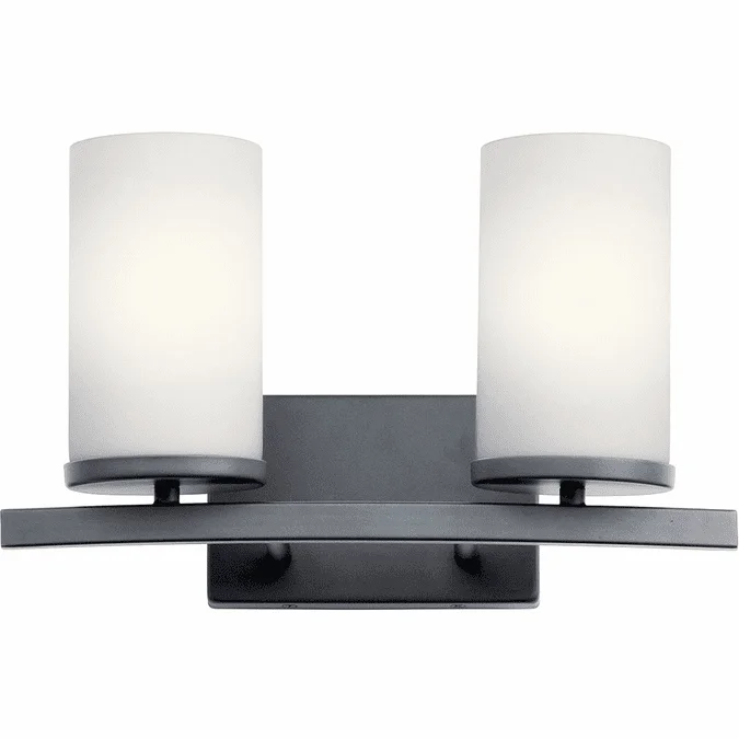 Kichler 45496BK Crosby Modern Black 2-Light Bathroom Light Fixture