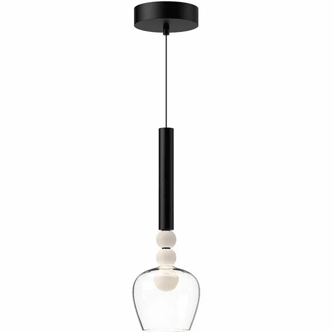 Kuzco PD30501-BK/CL Rise Modern Black/Clear Glass LED Mini Drop Ceiling Lighting
