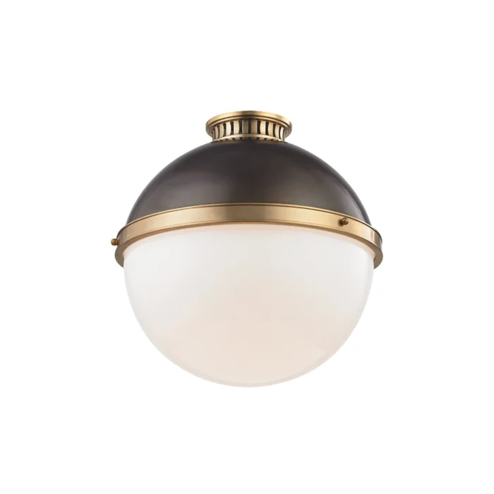 Latham 1-Light Flush Mount in Aged/Antique Distressed Bronze 14.75L x 14.75W x 14H
