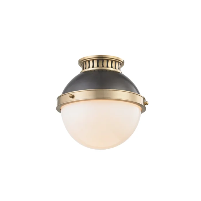 Latham 1-Light Flush Mount in Aged/Antique Distressed Bronze 9.5L x 9.5W x 9H
