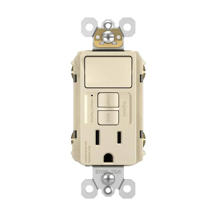 Legrand Radiant Single-Pole Switch w/Test GFCI Outlet – Almond – 1597SWTTRLACCD4