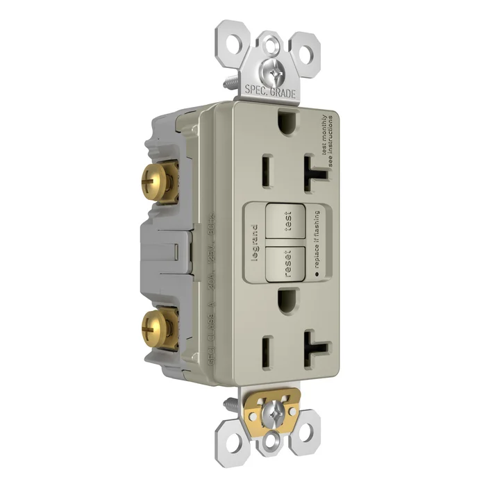 Legrand Radiant Spec-Grade Self-Test GFCI Receptacle – Nickel – 2097TRNICC4