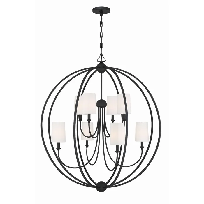 Libby Langdon Sylvan 8 Light Black Forged Chandelier Silk Shade 40″W x 46″H x 40″D