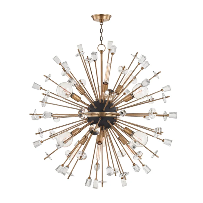 Liberty 12-Light Chandelier in Aged Brass 46L x 46W x 46H