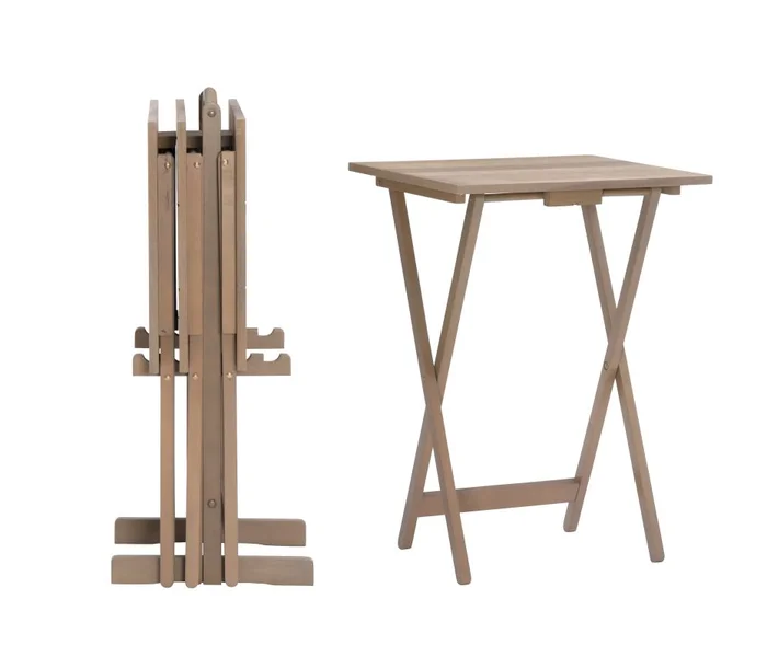 Linon Acacia Tray Table Set 43041GRYSET01ASU