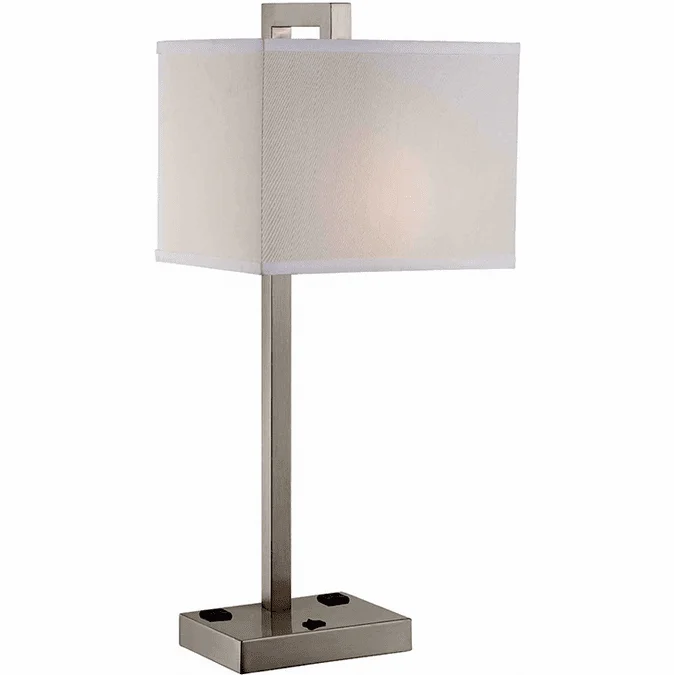 Lite Source LS-22283 Contento Contemporary Polished Steel Finish 27″ Tall Table Lamp