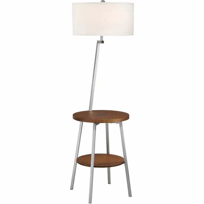 Lite Source LS-83472SIL-WHT Lemington Contemporary Silver Light Floor Lamp