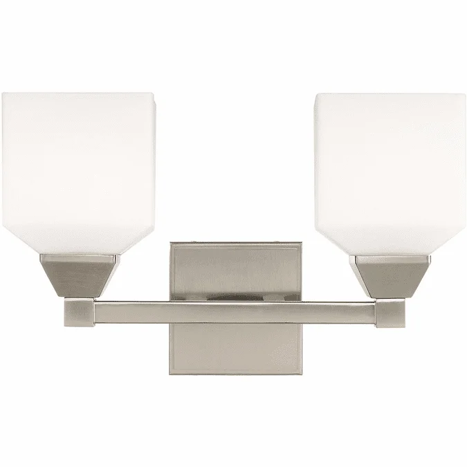Livex 10282-91 Aragon Contemporary Brushed Nickel 2-Light Vanity Light Fixture