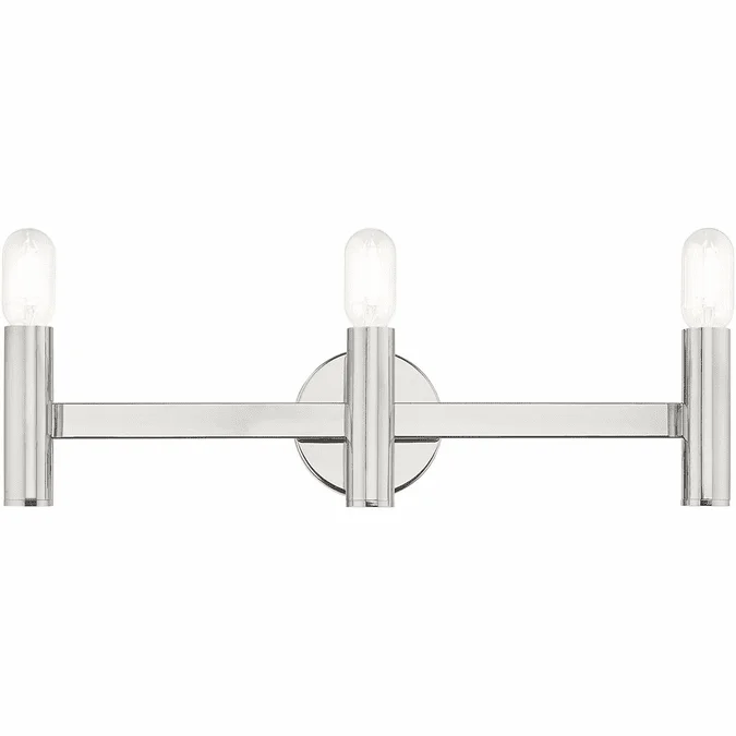 Livex 10343-05 Copenhagen Modern Polished Chrome 3-Light Bathroom Wall Sconce