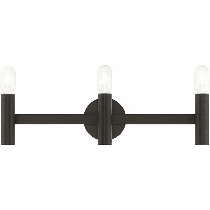 Livex 10343-07 Copenhagen Contemporary Bronze 3-Light Bath Wall Sconce