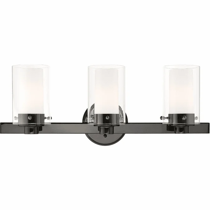 Livex 1543-46 Manhattan Modern Polished Black Chrome 3-Light Bath Lighting Fixture