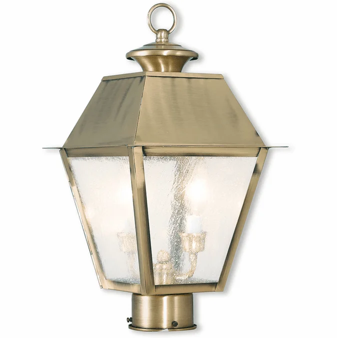 Livex 2166-01 Mansfield Antique Brass Post Lamp