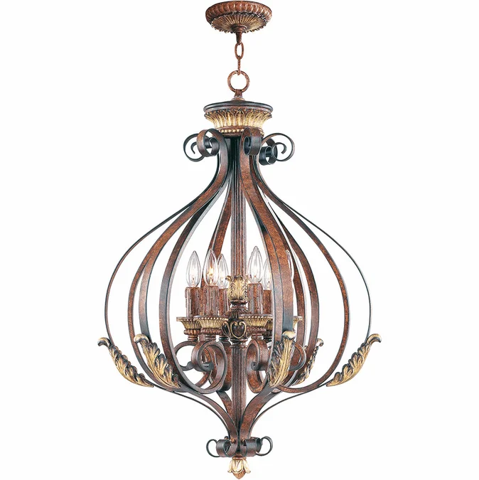 Livex 8557-63 Villa Verona Verona Bronze with Aged Gold Leaf Accents 23.5″ Foyer Light Fixture