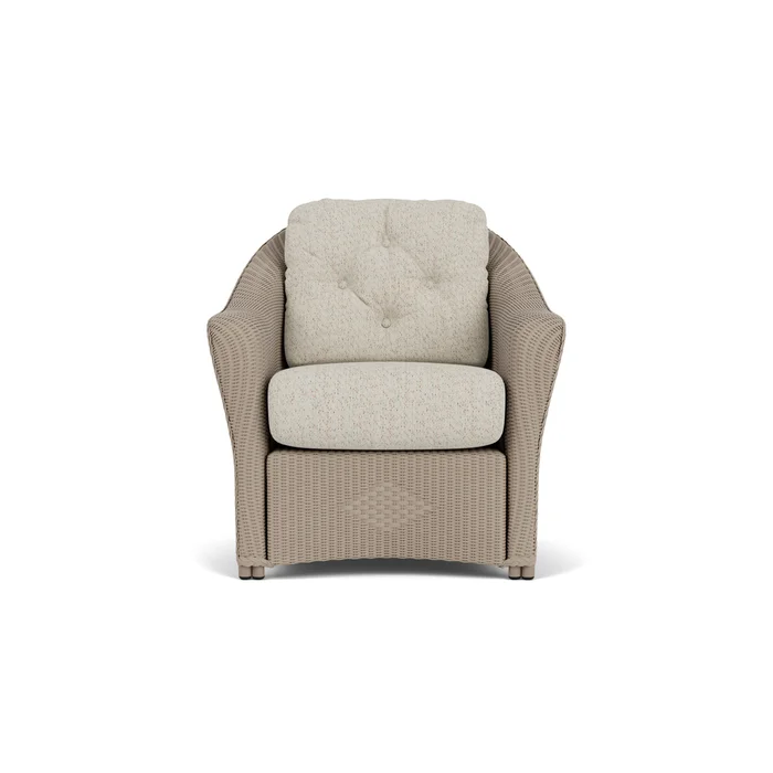lloyd flanders reflections lounge chair in french beige finish with knotty mineral fabric grade c