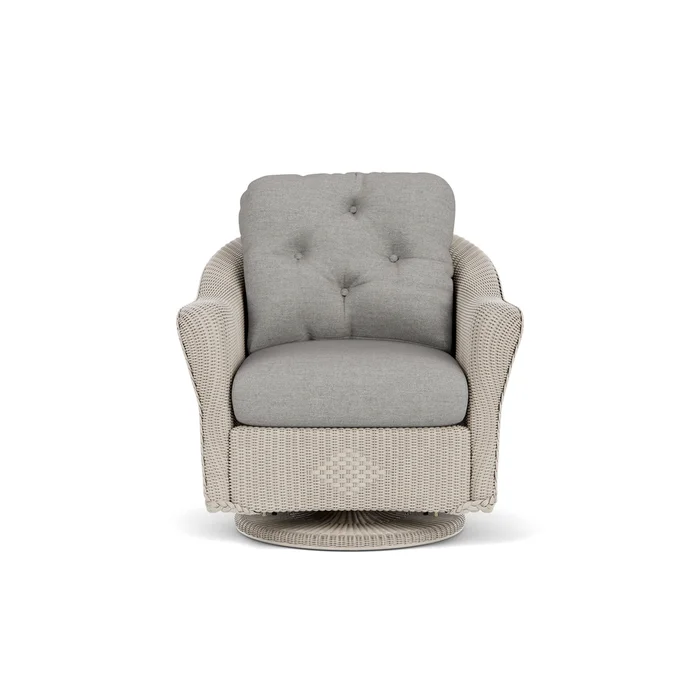 lloyd flanders reflections swivel glider lounge chair in linen finish with demo stone fabric grade b