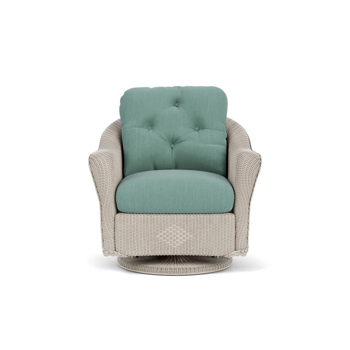 lloyd flanders reflections swivel glider lounge chair in linen finish with loveboat mint fabric grade a