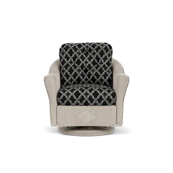 lloyd flanders reflections swivel glider lounge chair in linen finish with luna onyx fabric grade c