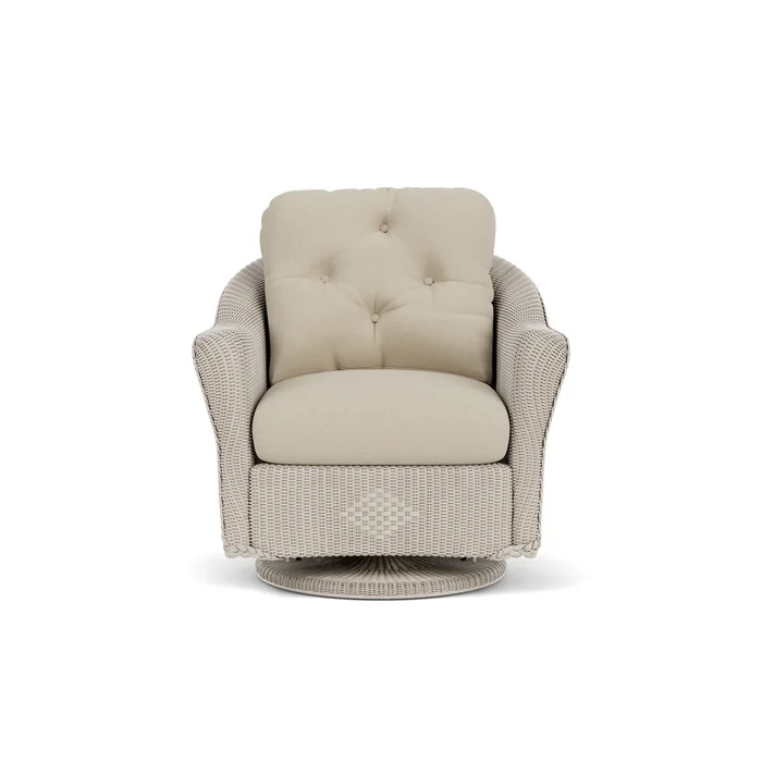 lloyd flanders reflections swivel glider lounge chair in linen finish with rumba straw fabric grade a