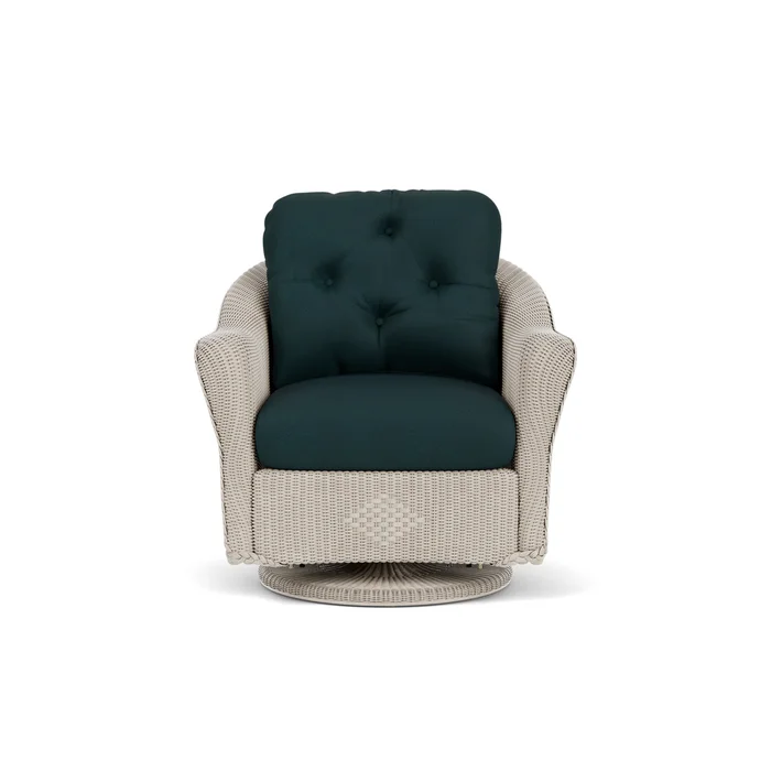 lloyd flanders reflections swivel glider lounge chair in linen finish with sandberg lagoon fabric grade b
