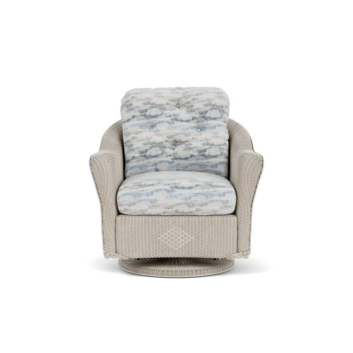 lloyd flanders reflections swivel glider lounge chair in linen finish with stratosphere cloud fabric grade c