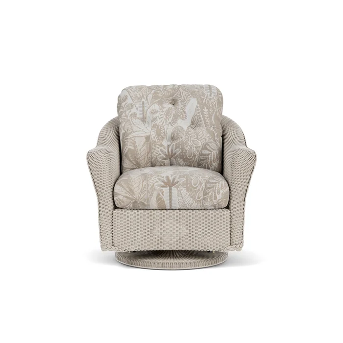 lloyd flanders reflections swivel glider lounge chair in linen finish with wayfarer dune fabric grade d