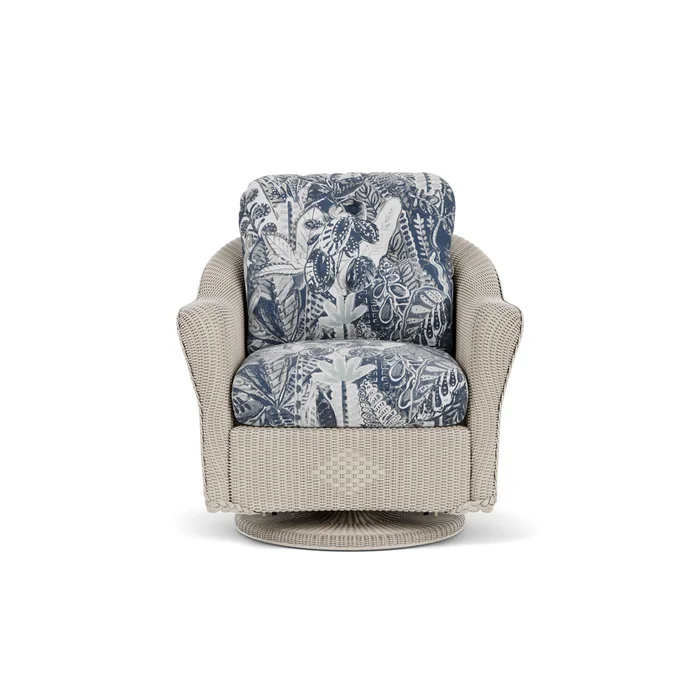 lloyd flanders reflections swivel glider lounge chair in linen finish with wayfarer mist fabric grade d