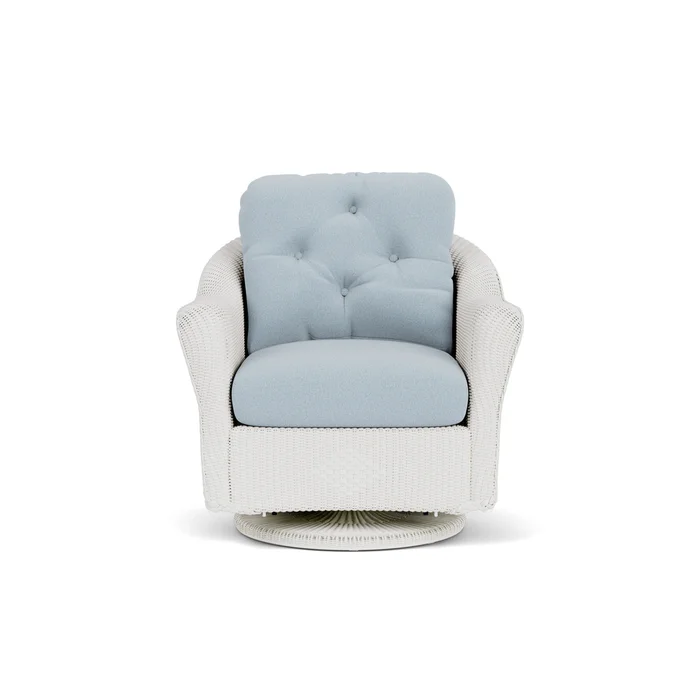 lloyd flanders reflections swivel glider lounge chair in matte white finish with unearth dew fabric grade c