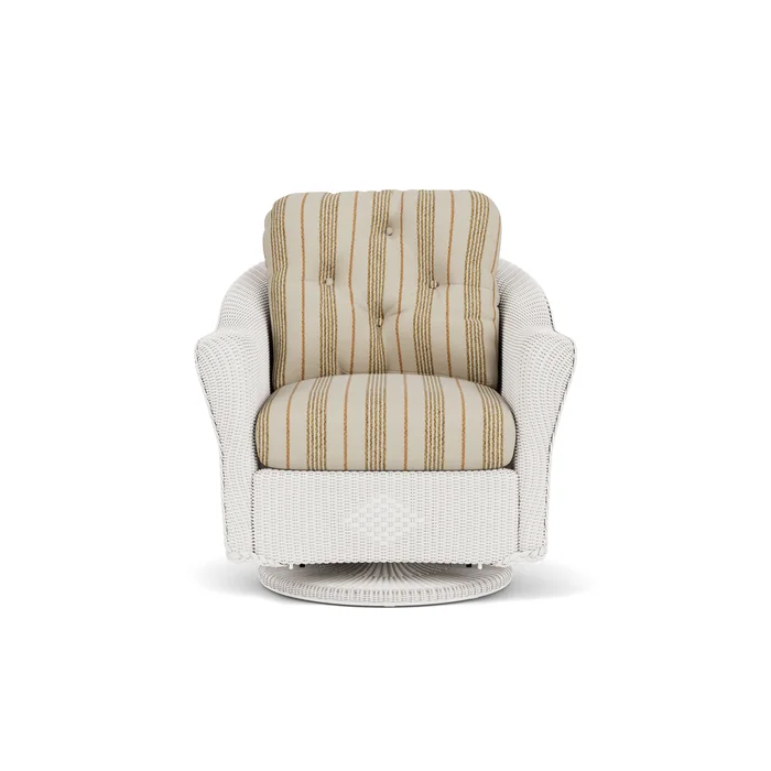 lloyd flanders reflections swivel glider lounge chair in white finish with amber waves fabric grade b