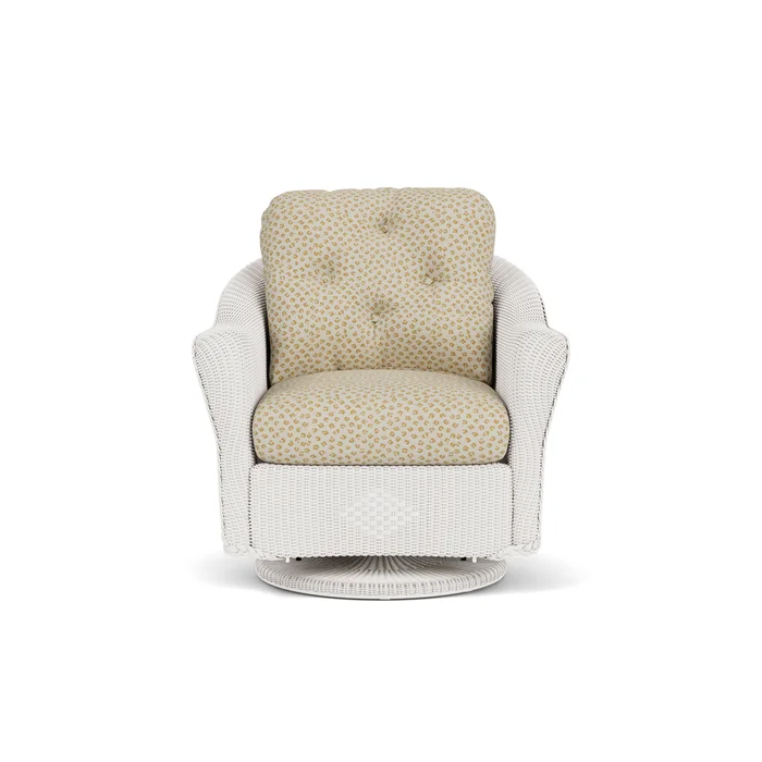 lloyd flanders reflections swivel glider lounge chair in white finish with bebot sisal fabric grade c