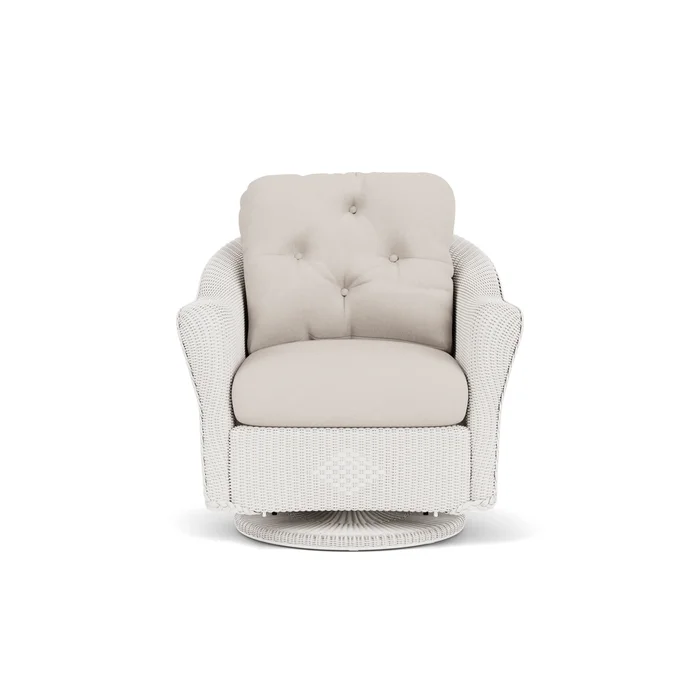lloyd flanders reflections swivel glider lounge chair in white finish with canvas canvas fabric grade a