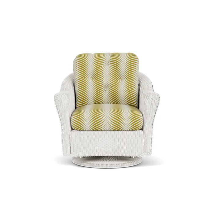 lloyd flanders reflections swivel glider lounge chair in white finish with clock out dew fabric grade c