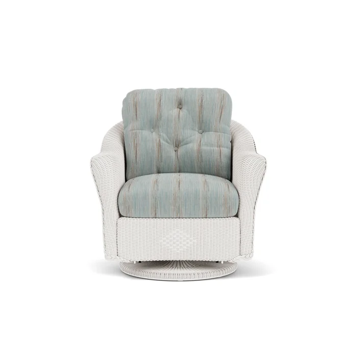 lloyd flanders reflections swivel glider lounge chair in white finish with colorwave mist fabric grade d