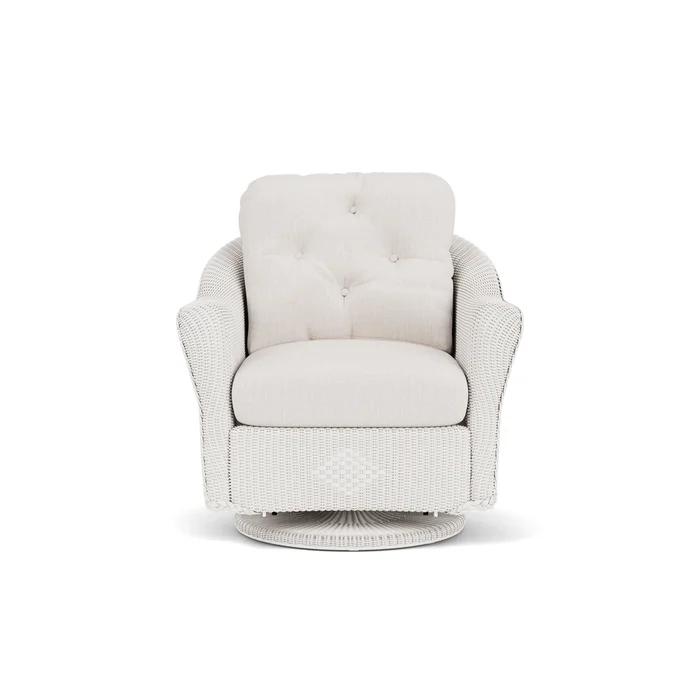 lloyd flanders reflections swivel glider lounge chair in white finish with reflections snow fabric grade b