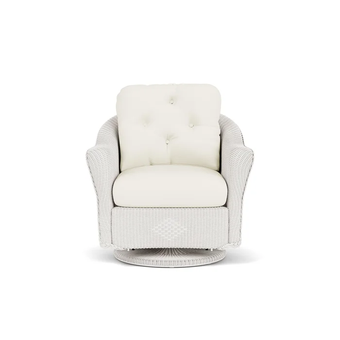 lloyd flanders reflections swivel glider lounge chair in white finish with sailcloth salt fabric grade c