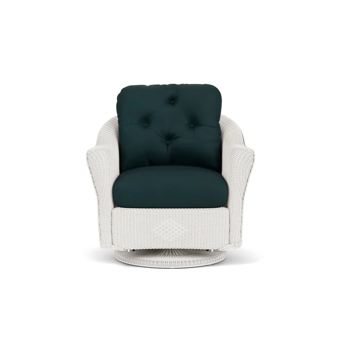 lloyd flanders reflections swivel glider lounge chair in white finish with sandberg lagoon fabric grade b