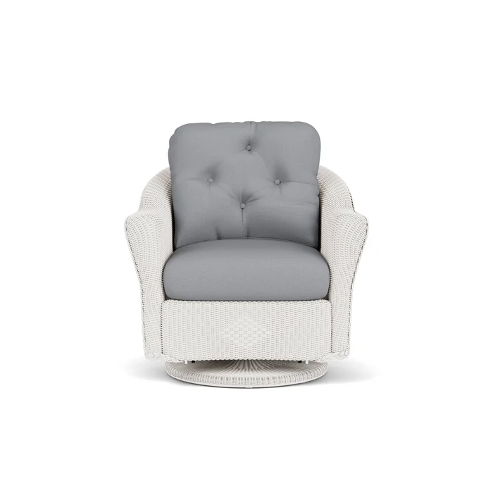 lloyd flanders reflections swivel glider lounge chair in white finish with sandberg pewter fabric grade b